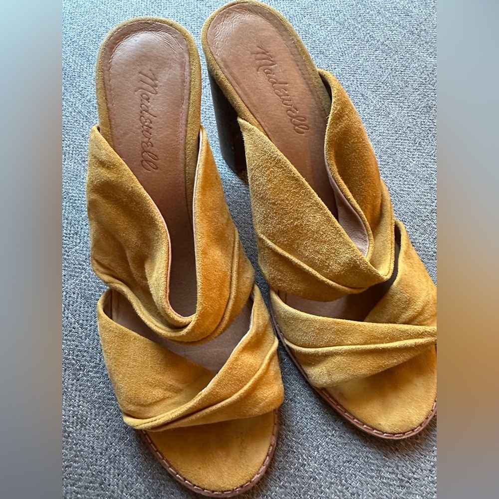Madewell Mustard Suede Mules